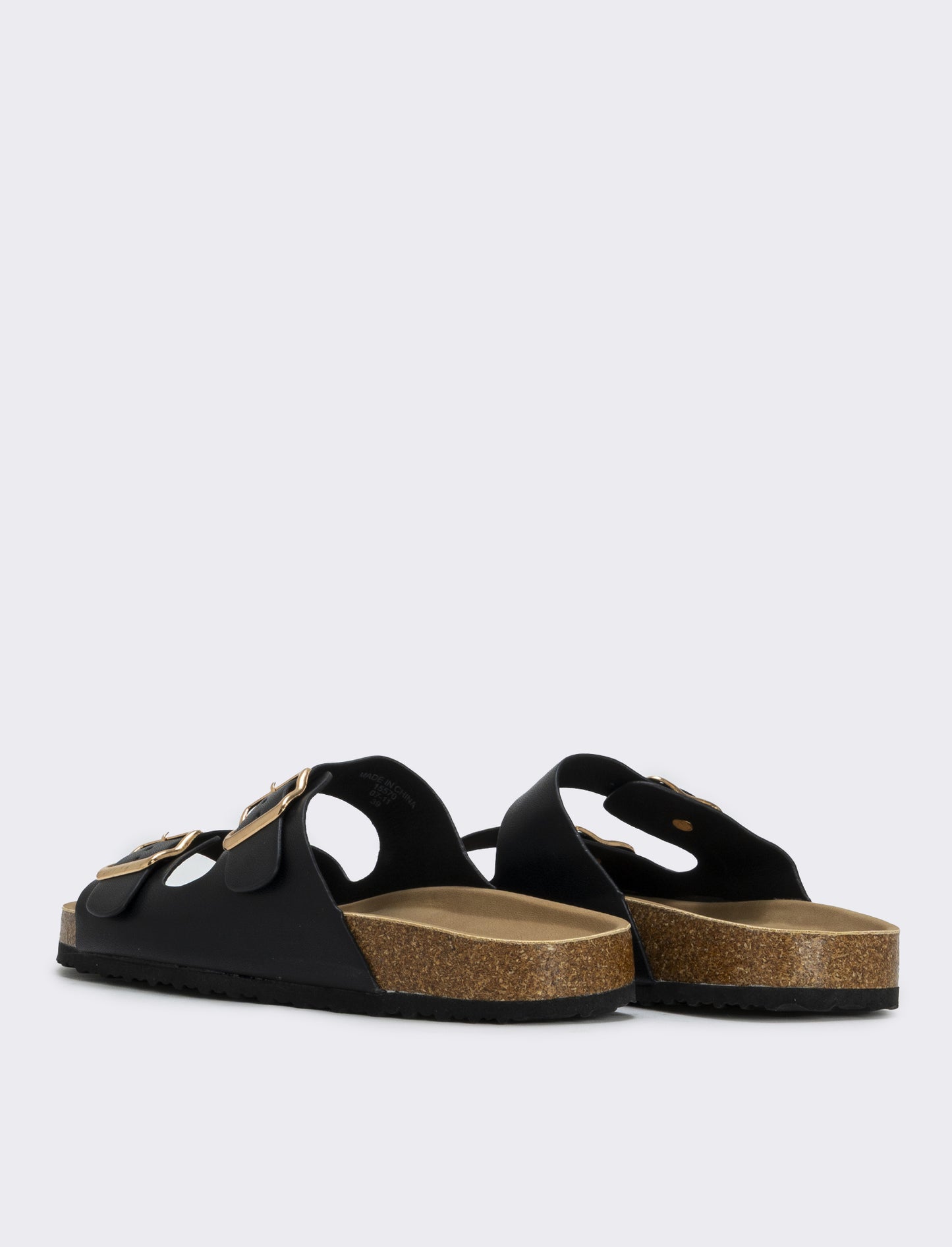Double buckle sandal with adjustable straps - Black