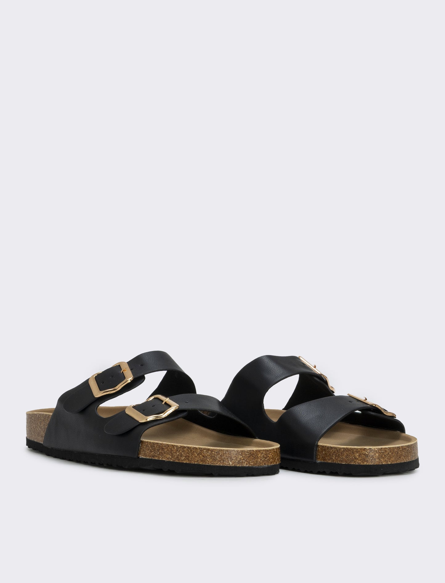 Double buckle sandal with adjustable straps - Black