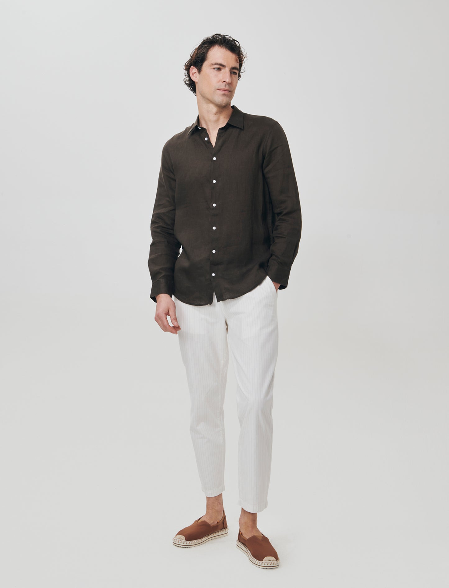 Mistalino Striped Chino Jogger Pants - White