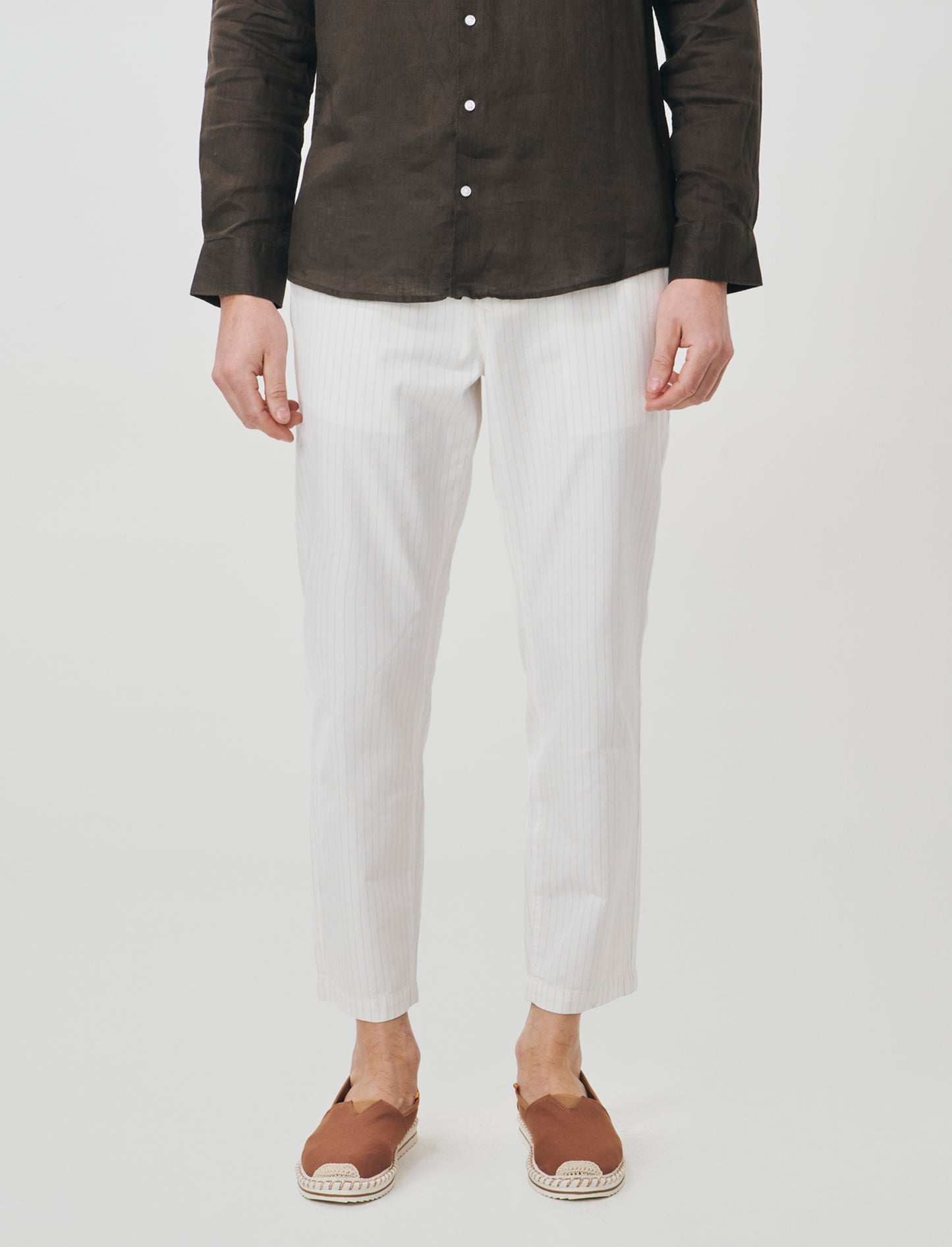 Mistalino Striped Chino Jogger Pants - White