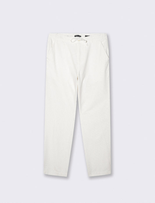 Pantaloni Chino Jogger Mistalino a Righe - Bianco