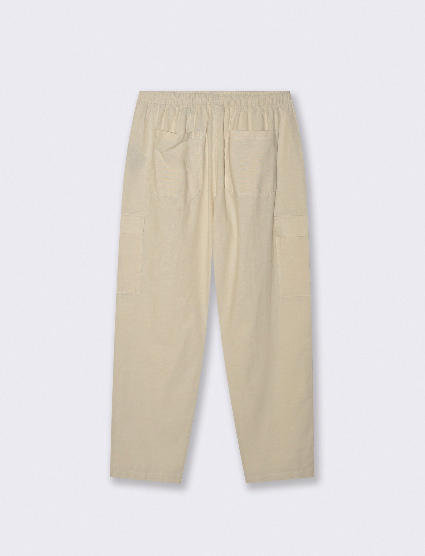 PANTALONI CHINO JOGGER CARGO MISTO LINO - Beige ecru