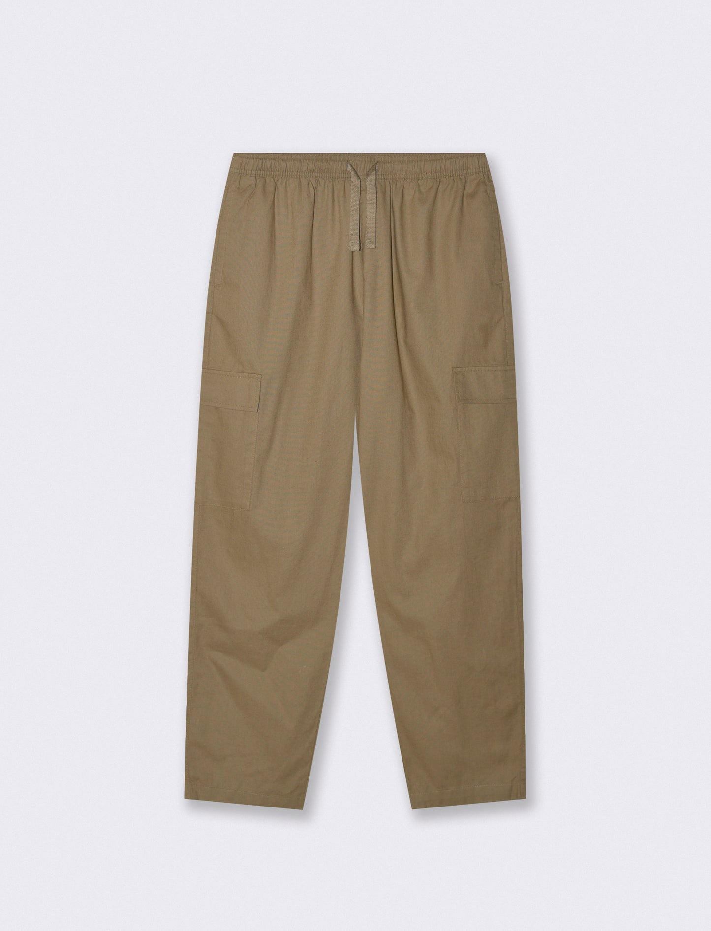 Pantaloni Chino Jogger Cargo Misto Lino - Verde kaki