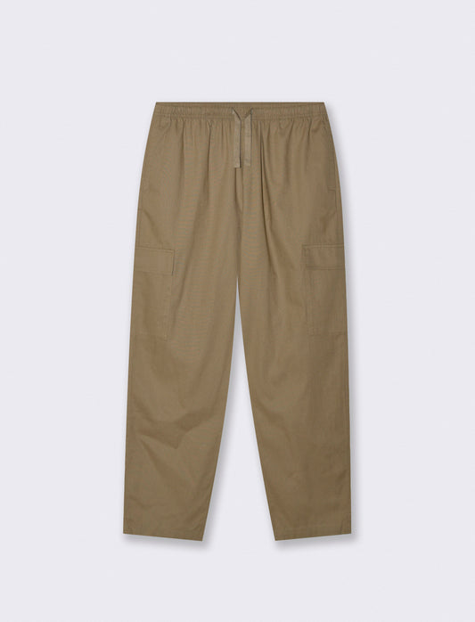 Pantaloni Chino Jogger Cargo Misto Lino - Verde kaki