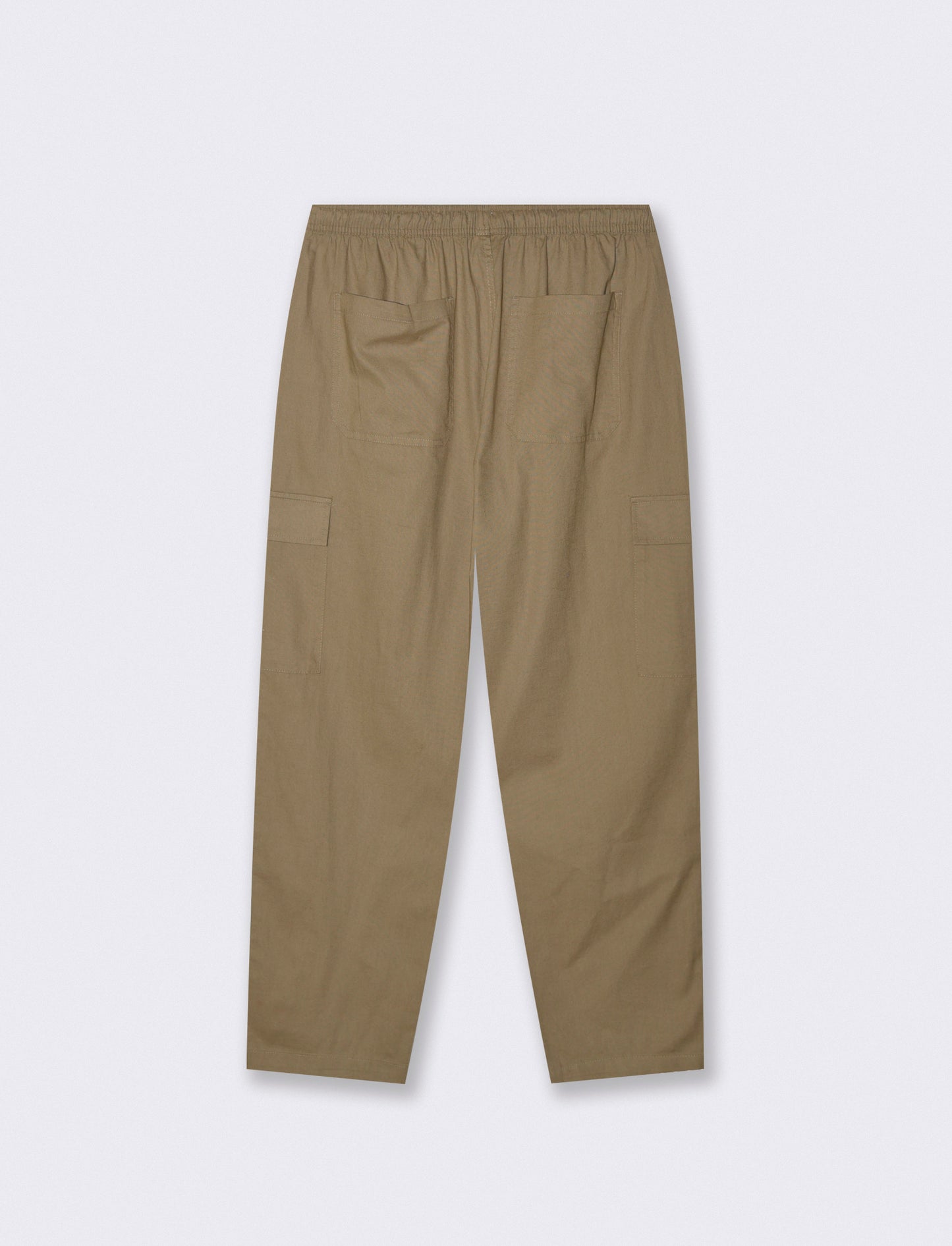 Pantaloni Chino Jogger Cargo Misto Lino - Verde kaki