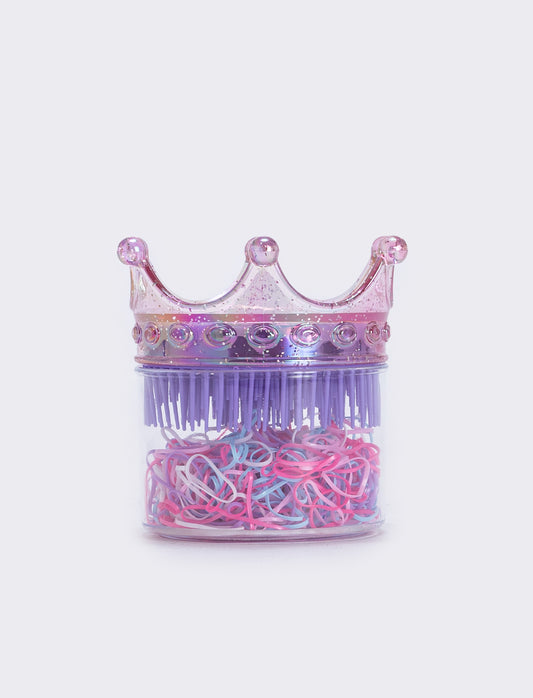 Spazzola corona con elastici per bambina - Lilla