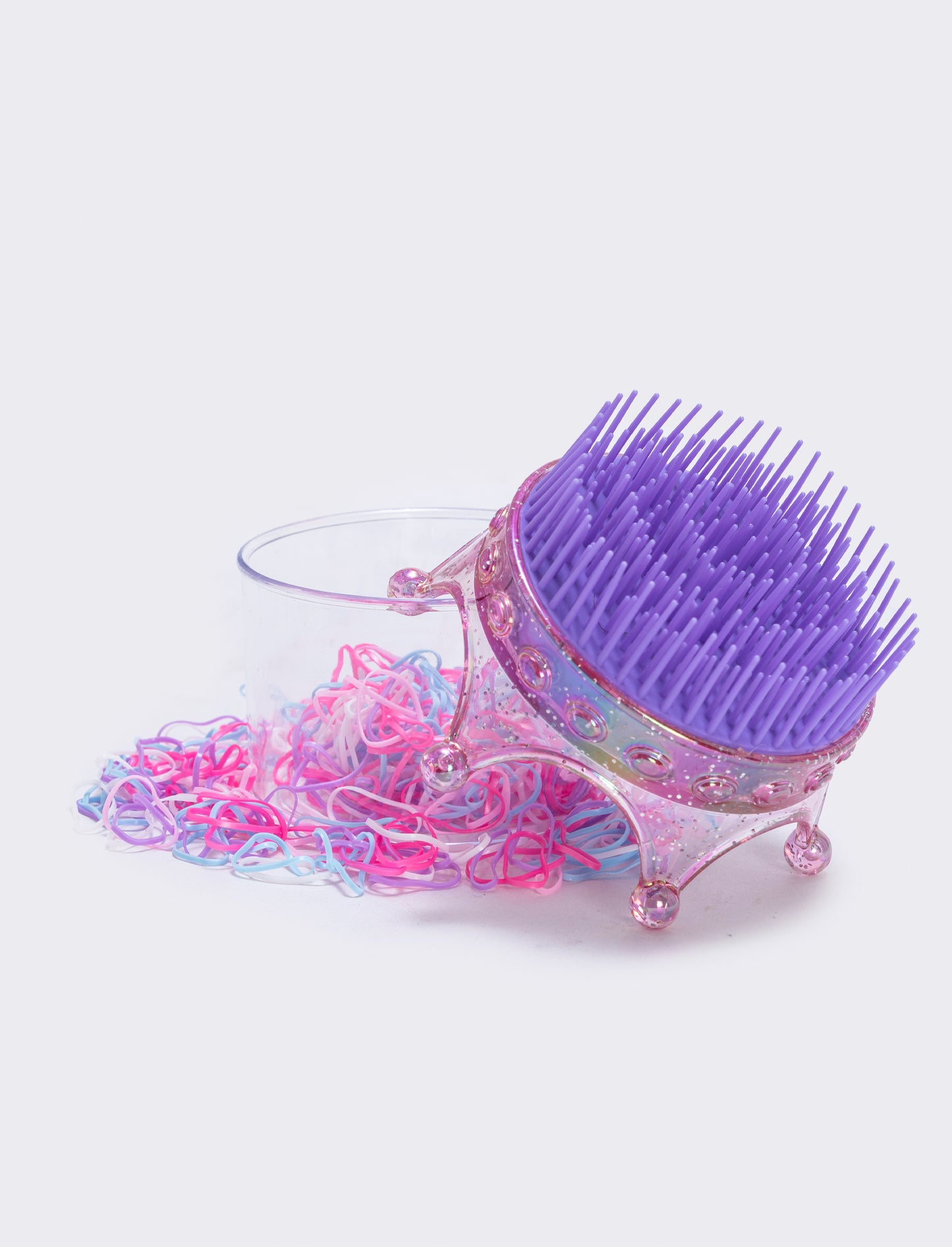 Spazzola corona con elastici per bambina - Lilla