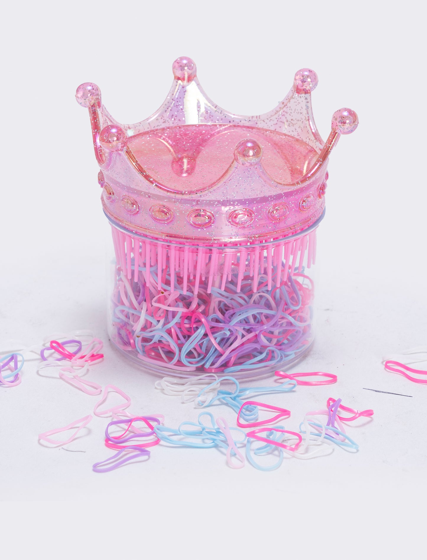 Spazzola corona con elastici per bambina - Rosa