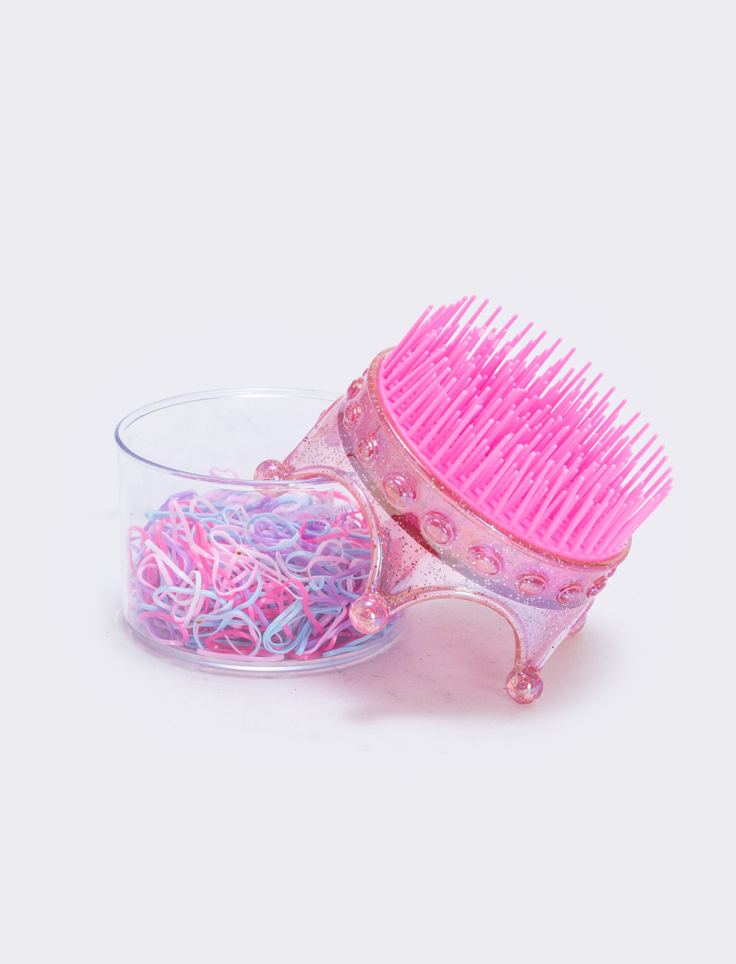 Spazzola corona con elastici per bambina - Rosa