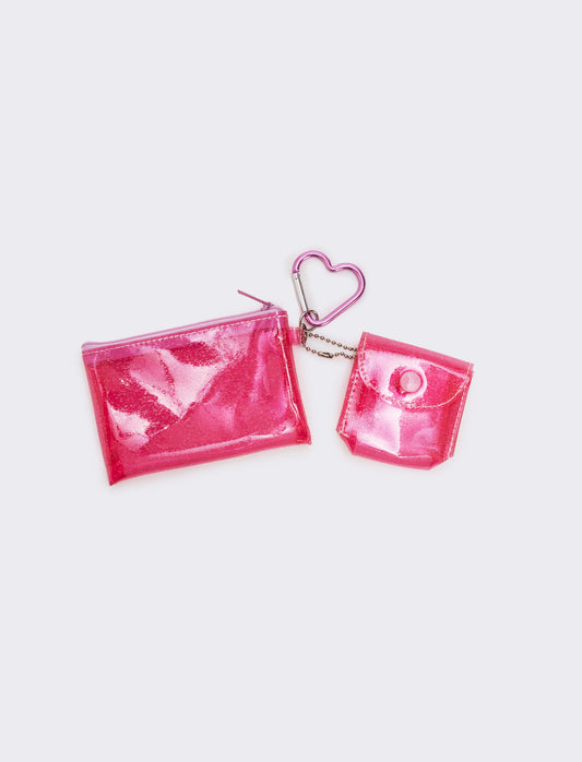 Keychain for girls with zipper and headphones - Pink