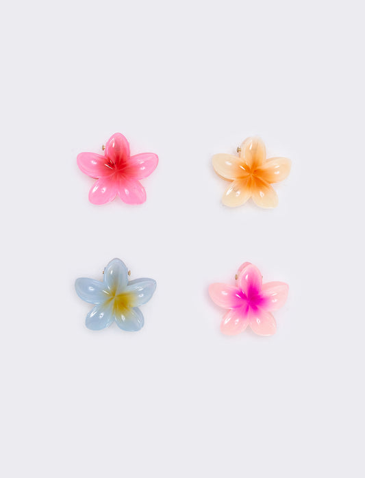 Set 4 pinze con fiore decorativo - Multicolore