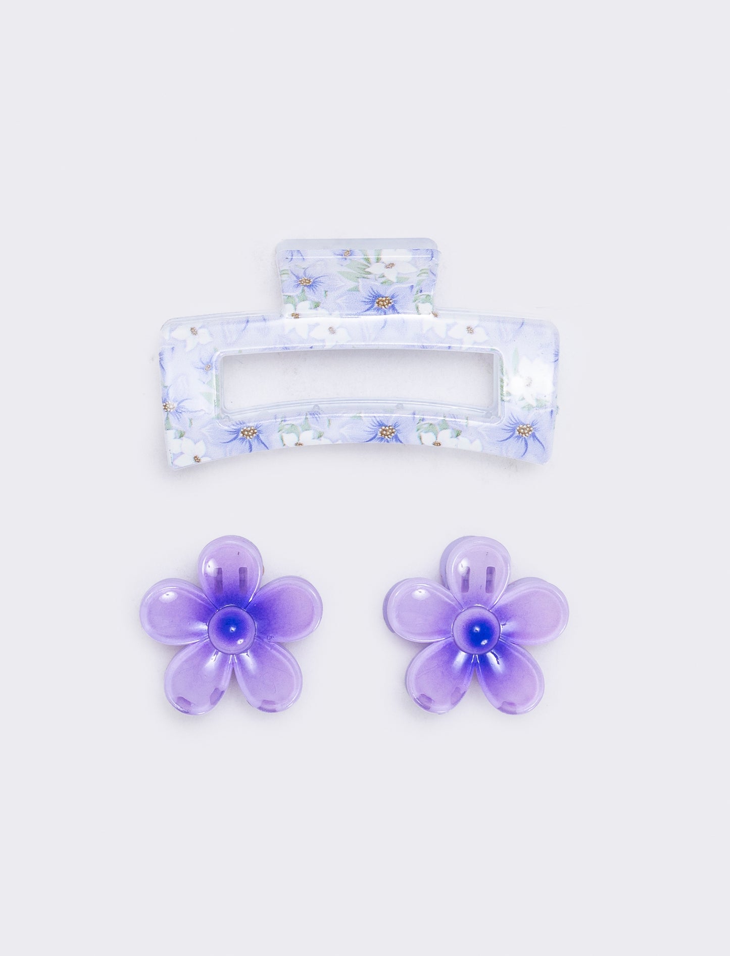 Set di 3 pinze con fiori - Lilla