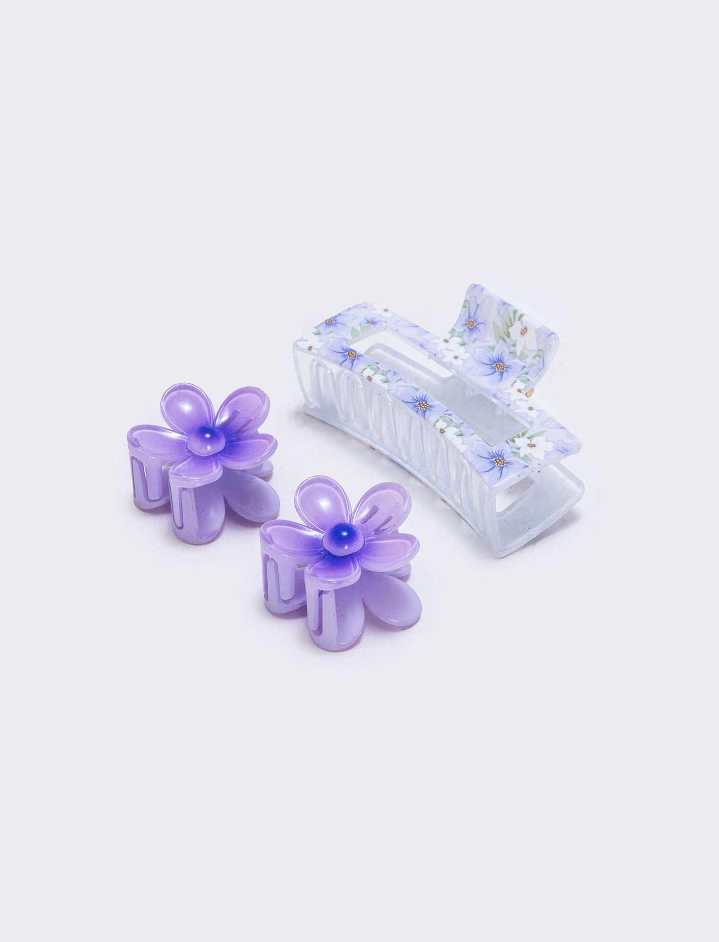 Set di 3 pinze con fiori - Lilla