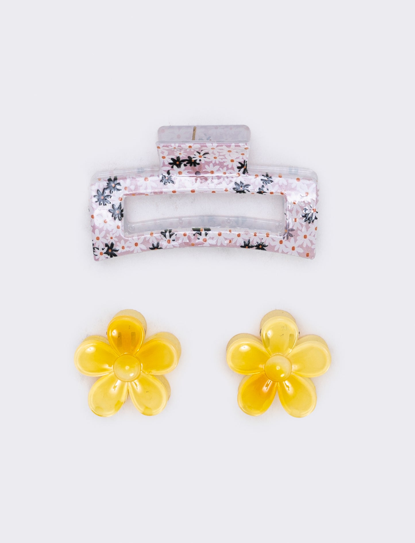Set di 3 pinze con fiori - Giallo
