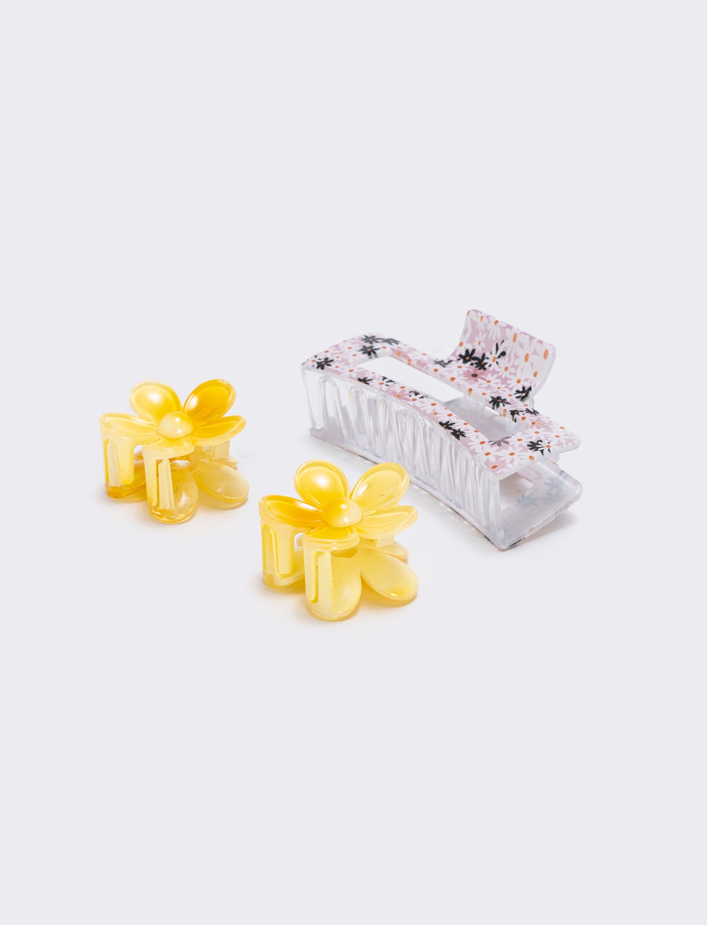 Set di 3 pinze con fiori - Giallo