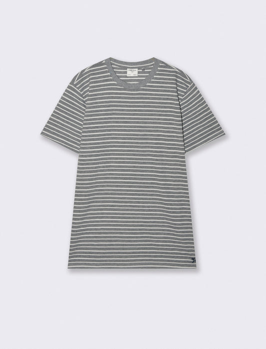 T-shirt girocollo a righe jacquard - Blu