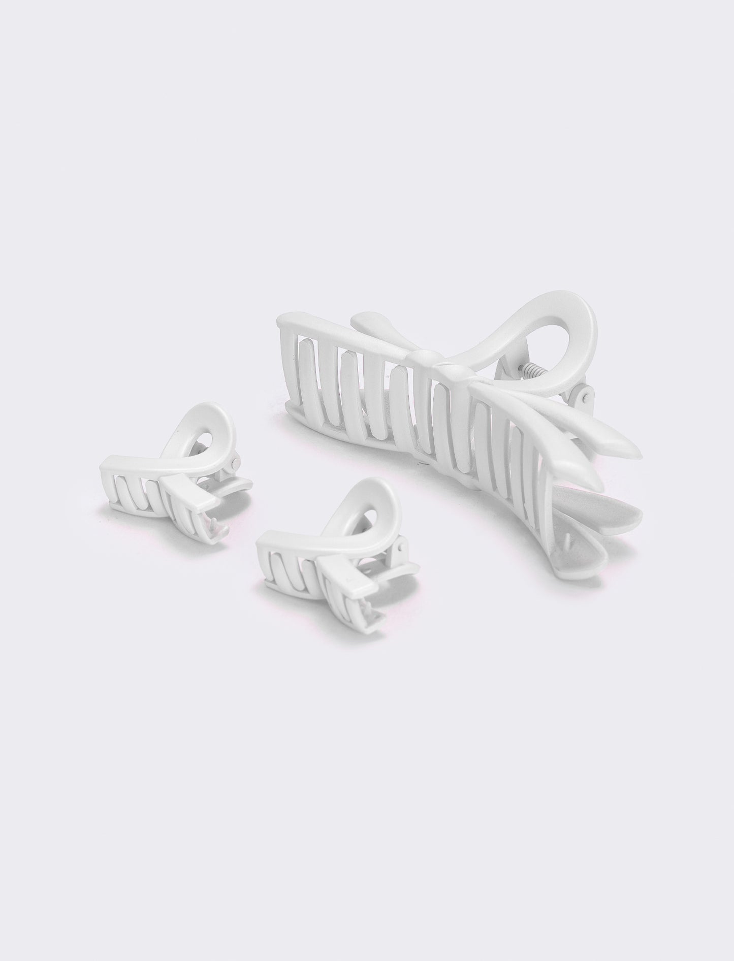 Set 3 pinze opache fiocco - Bianco
