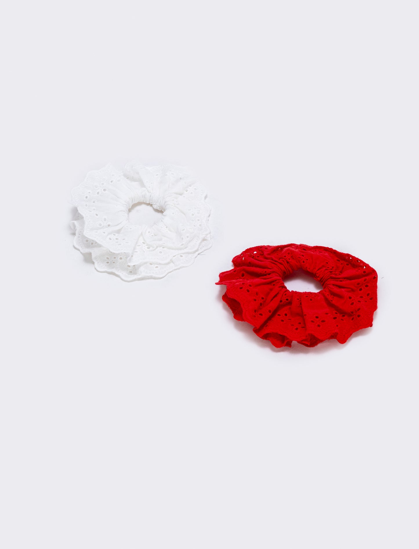 Set 2 elastici in pizzo San Gallo - Rosso
