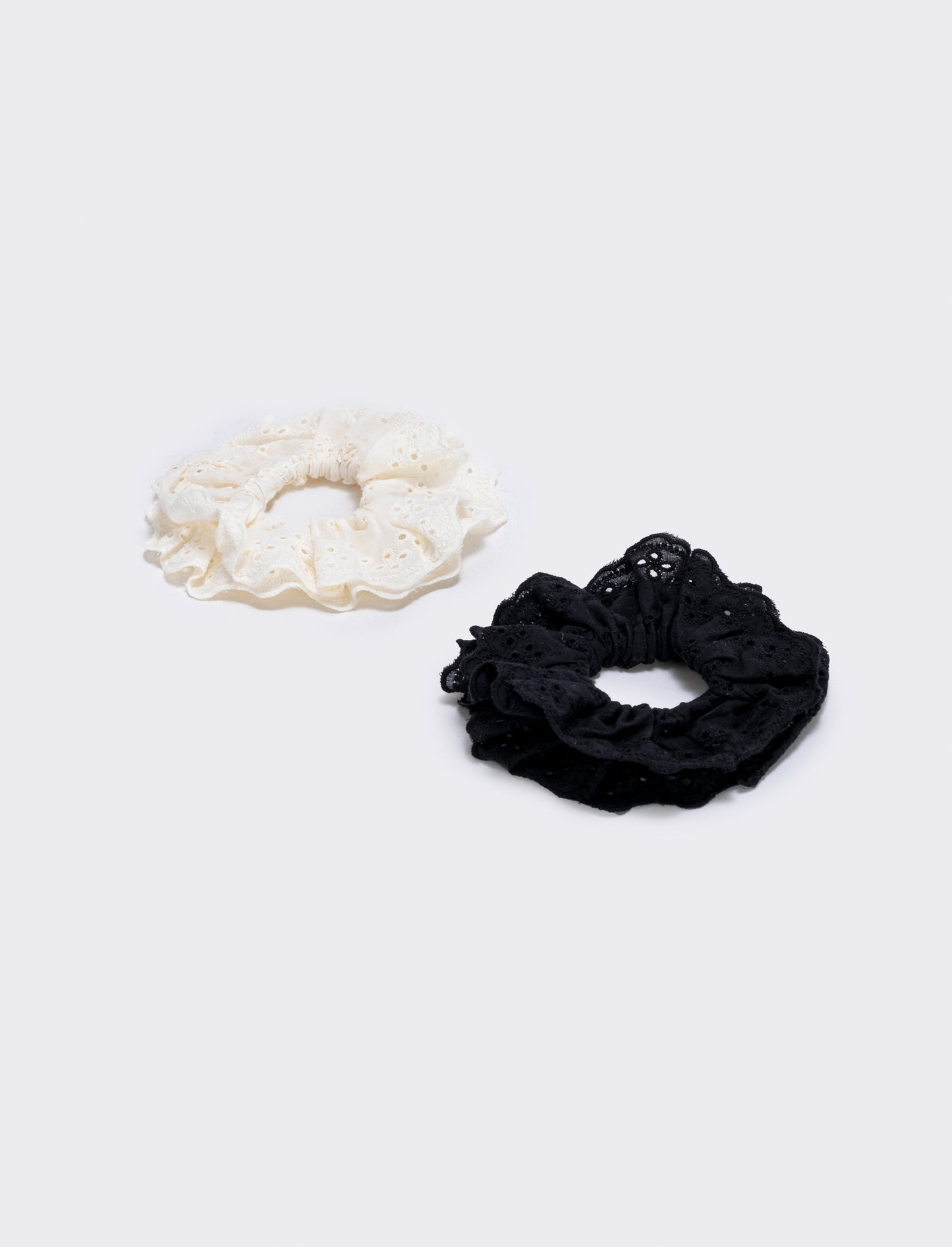 Set 2 elastici in pizzo San Gallo - Nero