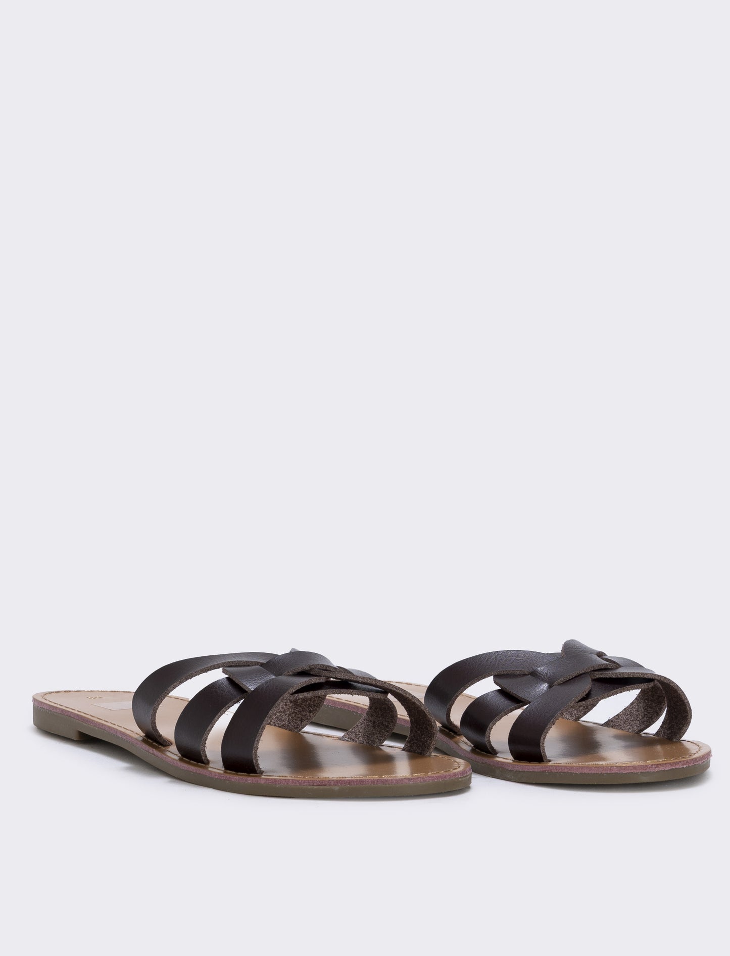 Woven polyurethane mules - Brown