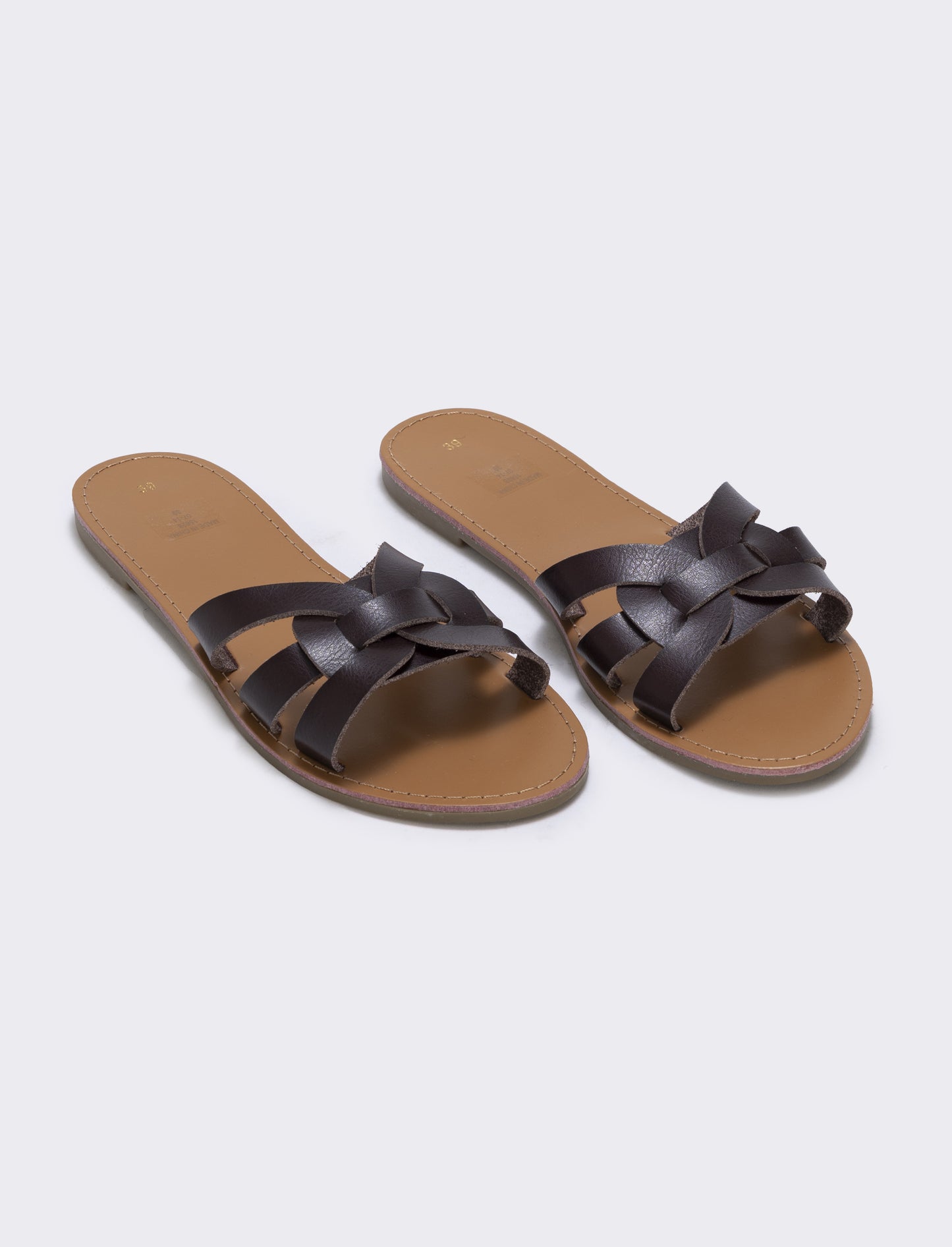 Woven polyurethane mules - Brown