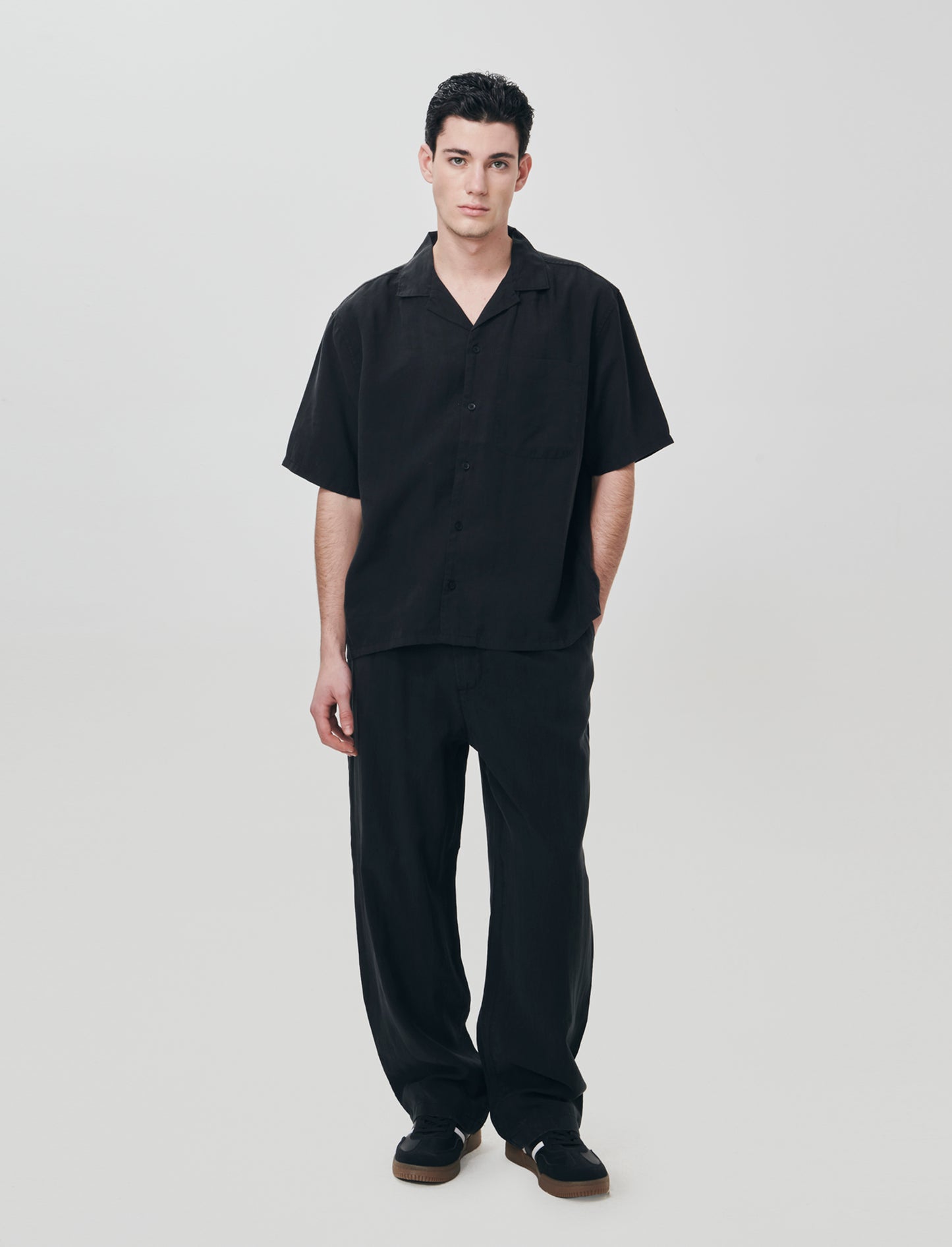 Pantaloni Chino Jogger in Misto Lyocell - Nero
