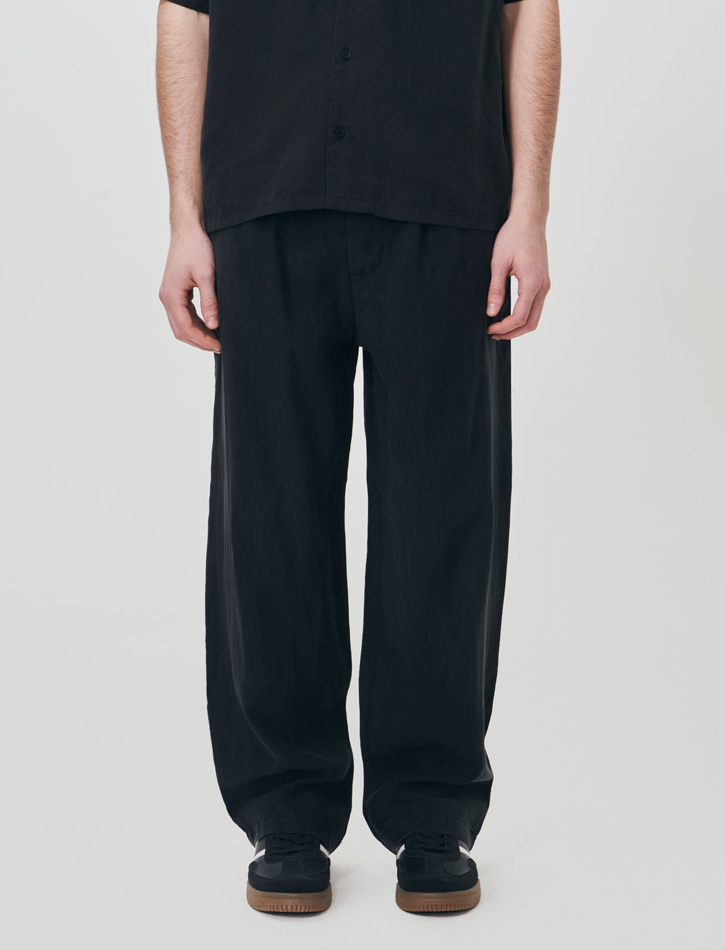 Pantaloni Chino Jogger in Misto Lyocell - Nero