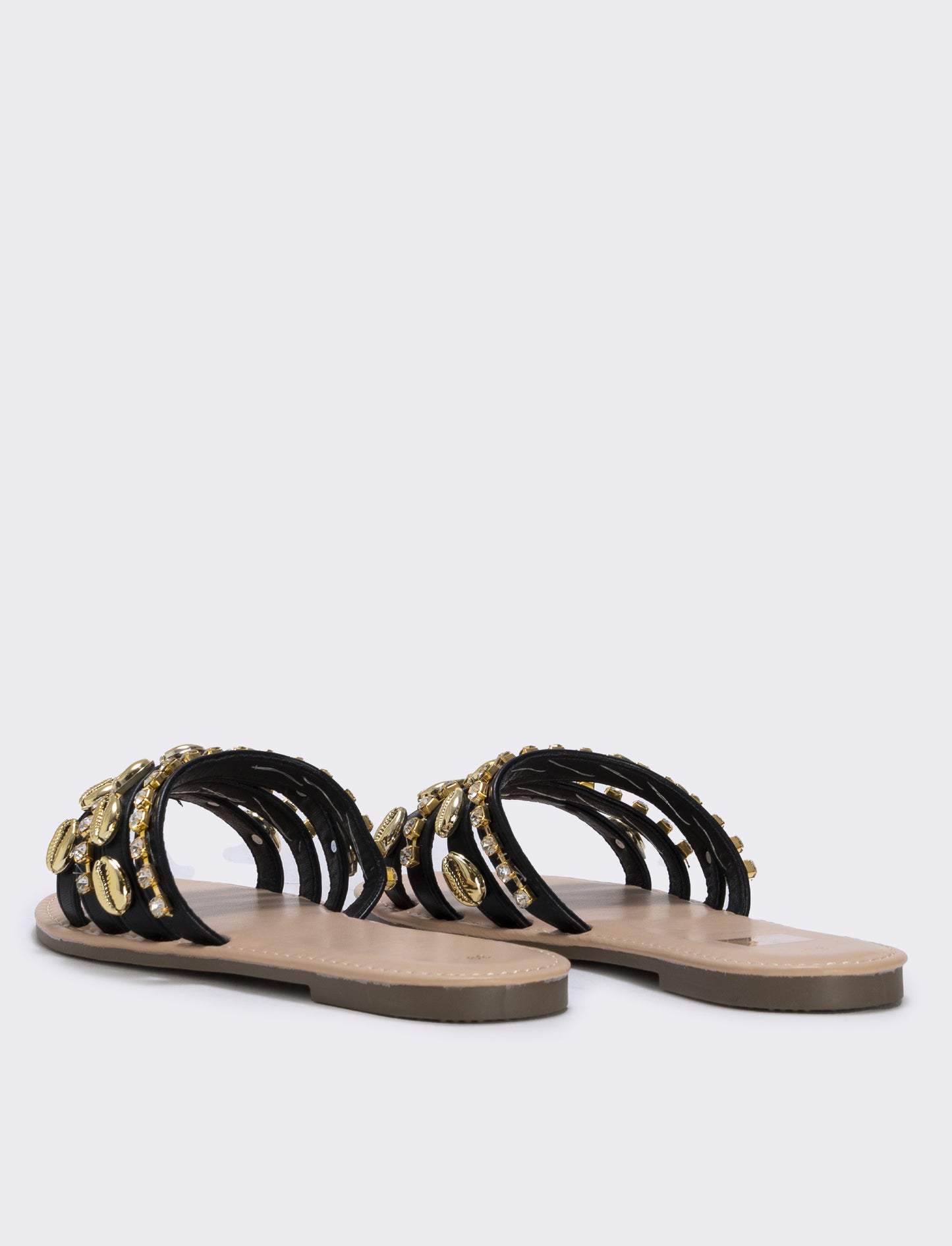 Mule marine da con conchiglie e strass - Nero