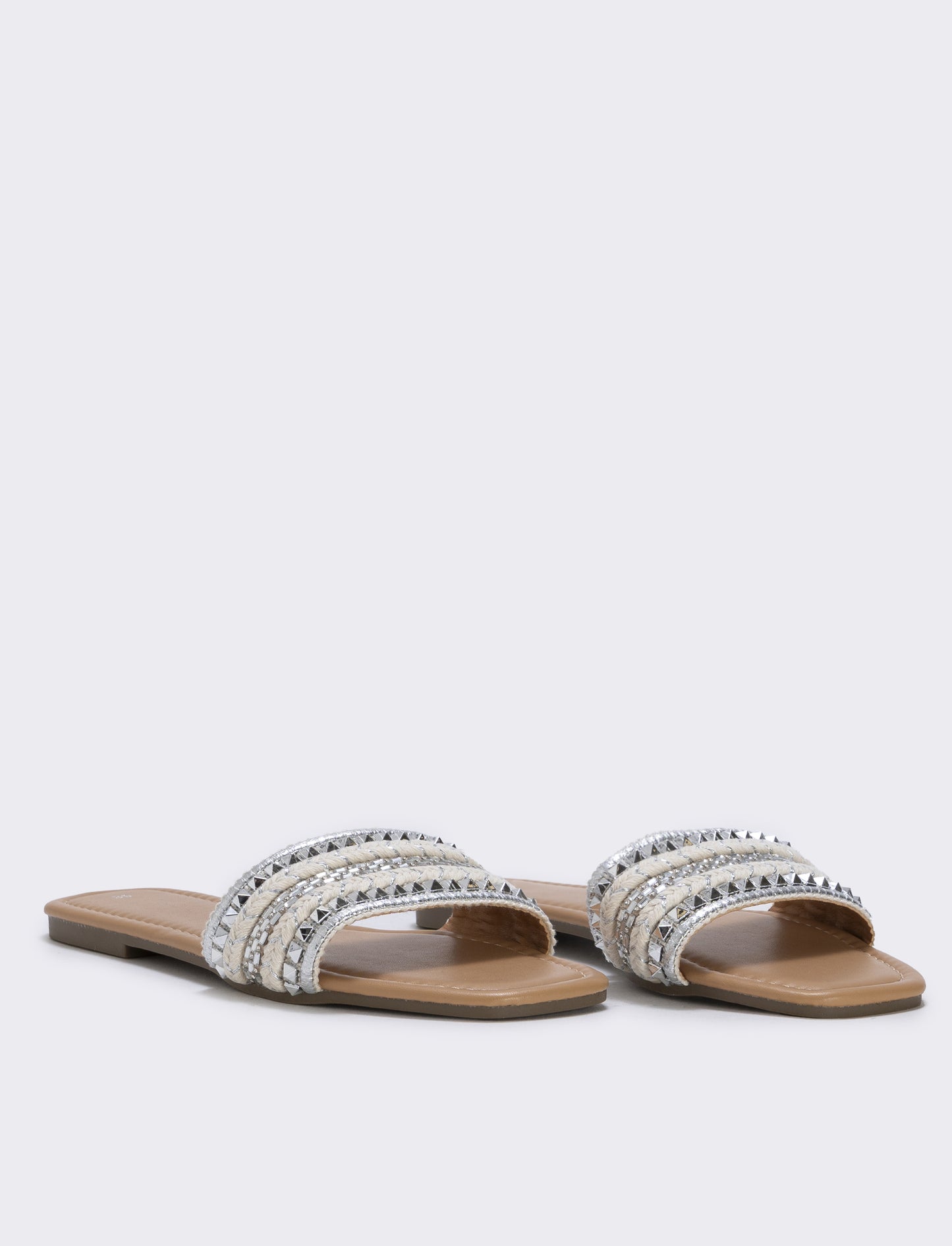 Silver mules with studs - Silver