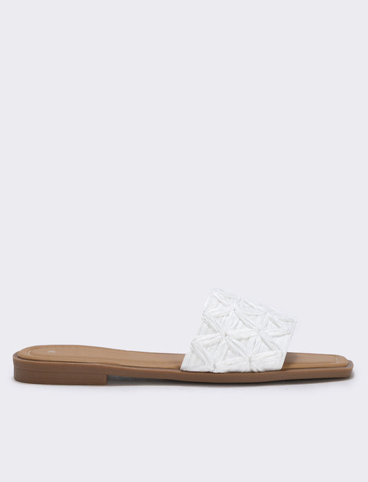 Mule effetto paglia da donna - Bianco