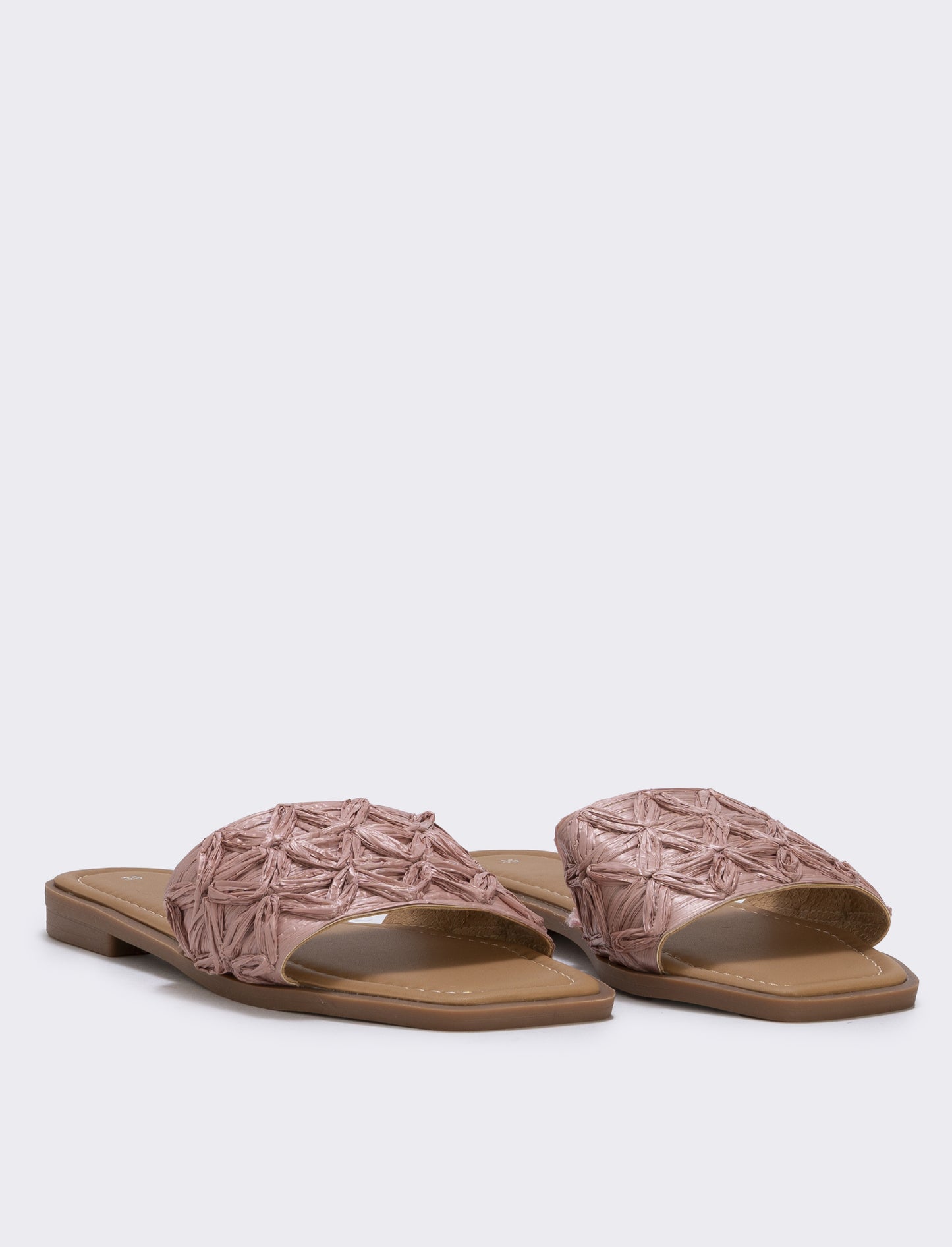 Polyurethane straw effect mules - Pink