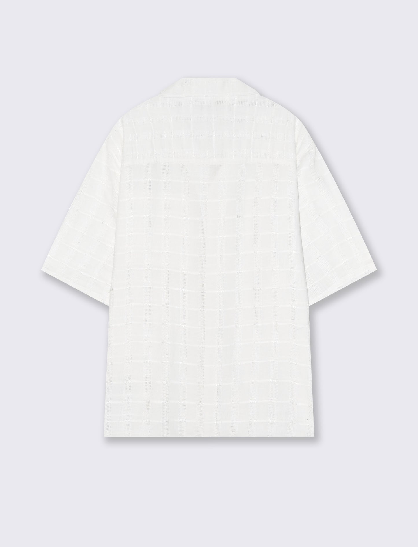 Camicia Boxy Fit a Quadri Intarsiata - Bianco sporco