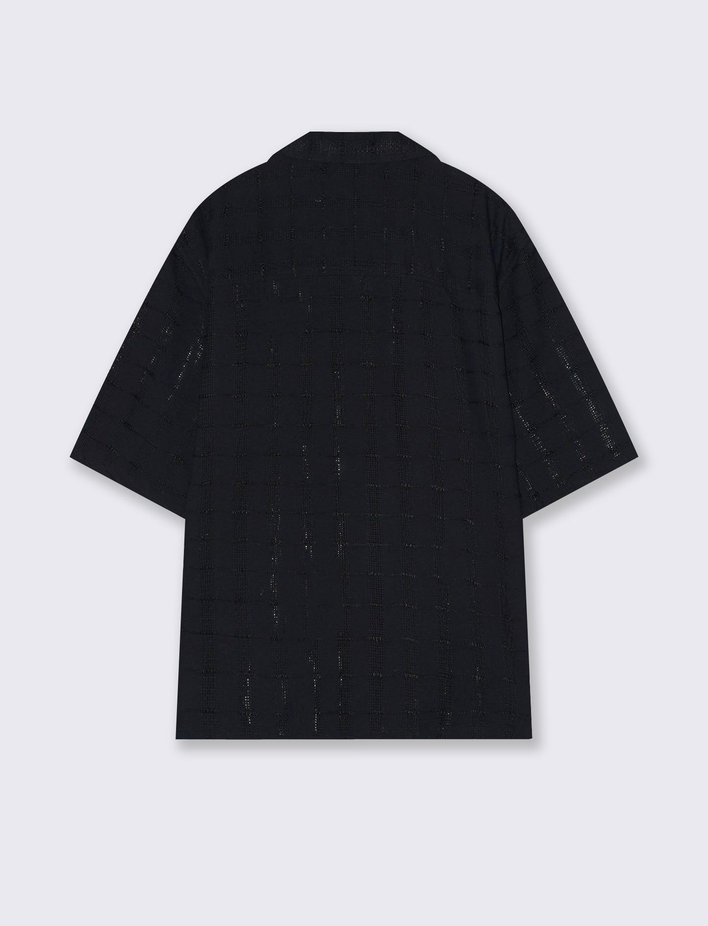 Camicia Boxy Fit a Quadri Intarsiata - Nero