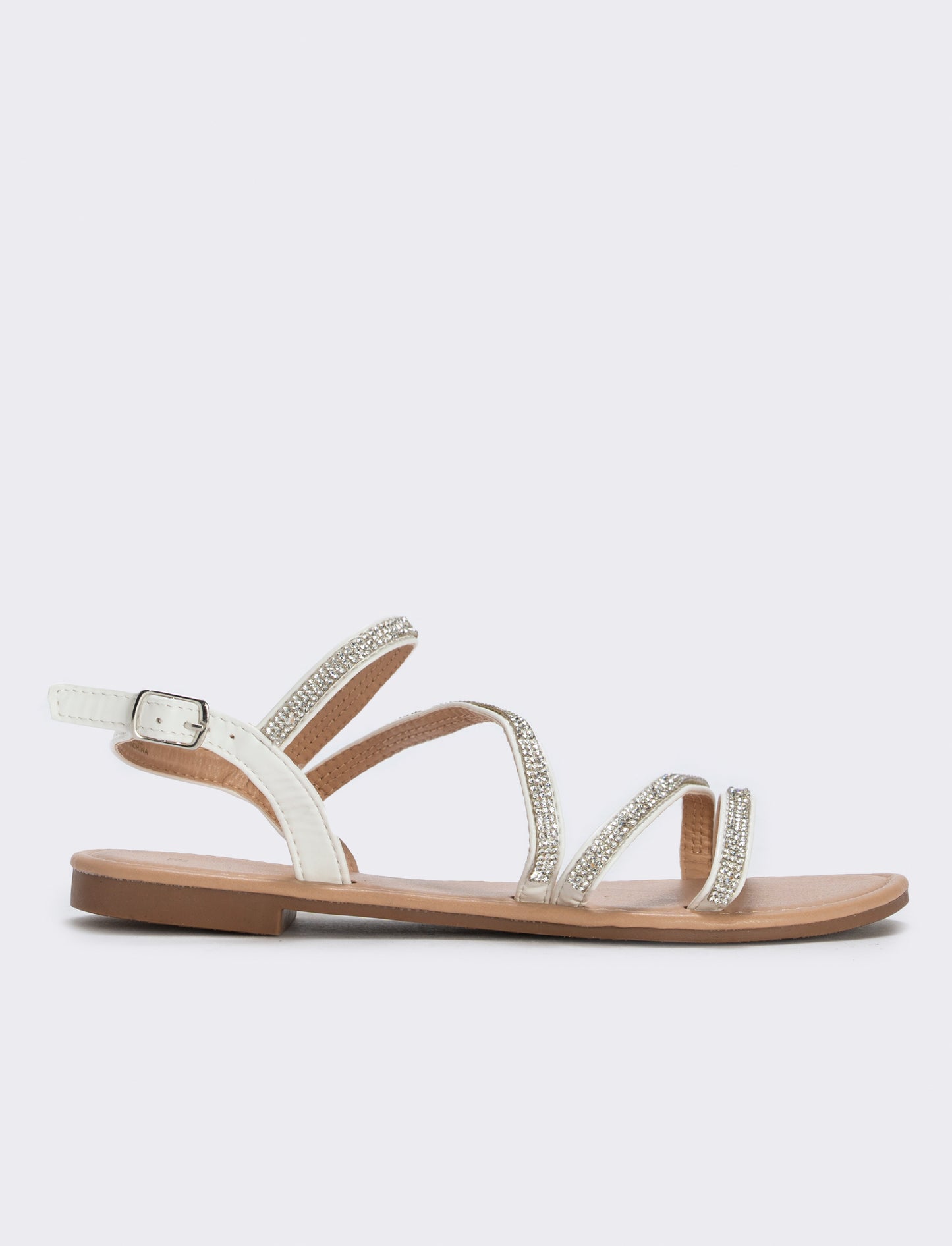 Trendy colored rhinestone sandal - White