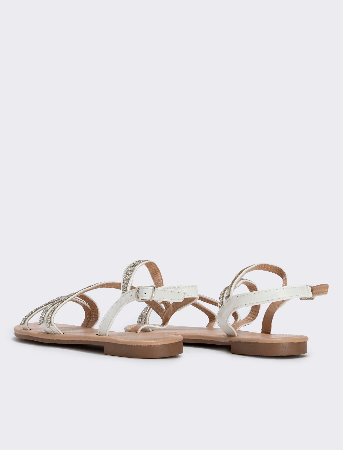 Trendy colored rhinestone sandal - White