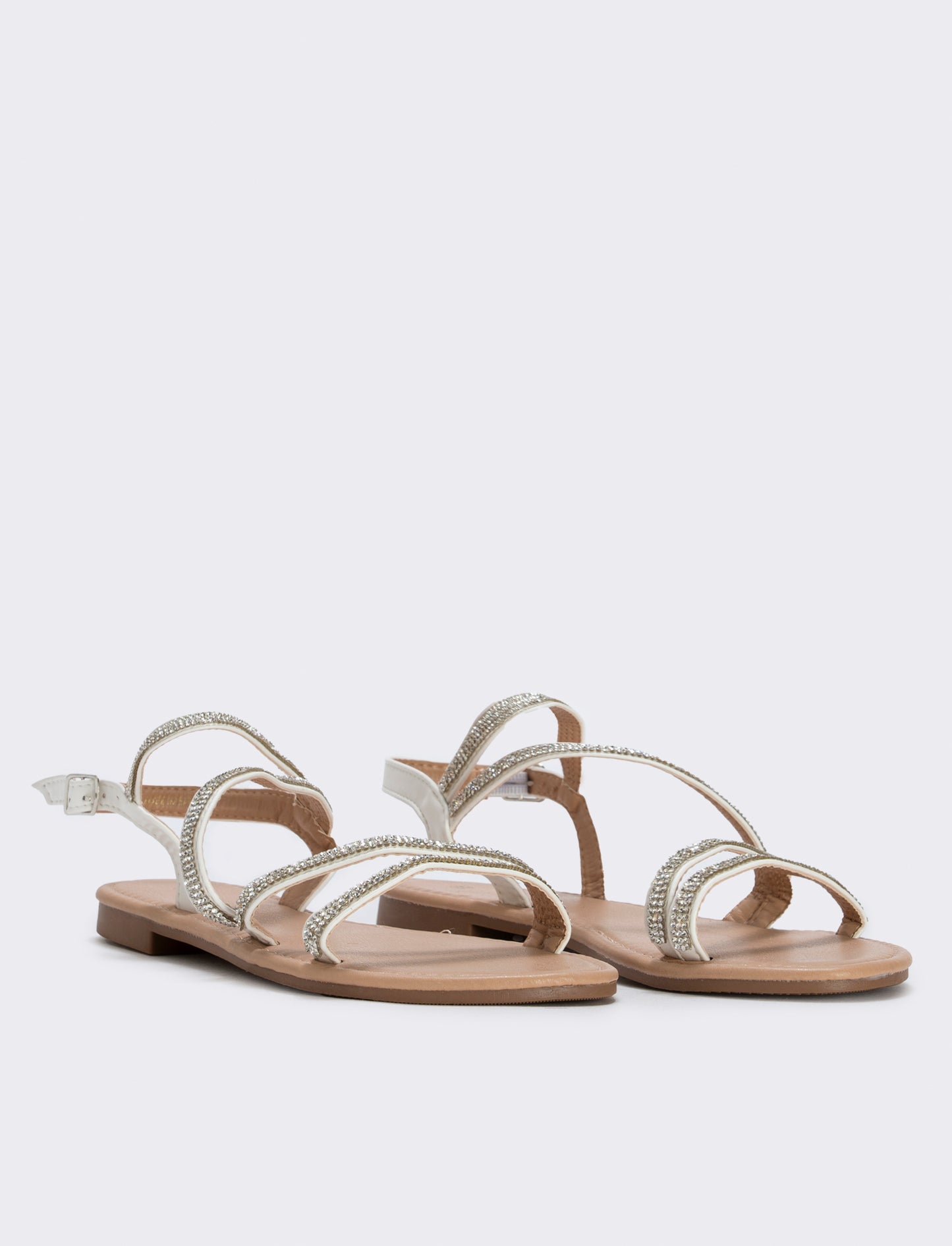 Trendy colored rhinestone sandal - White