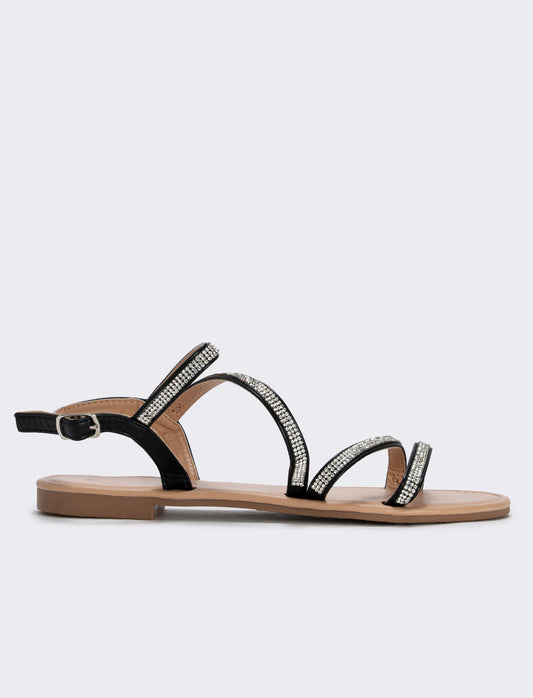 Sandalo da con strass e colori trendy - Nero