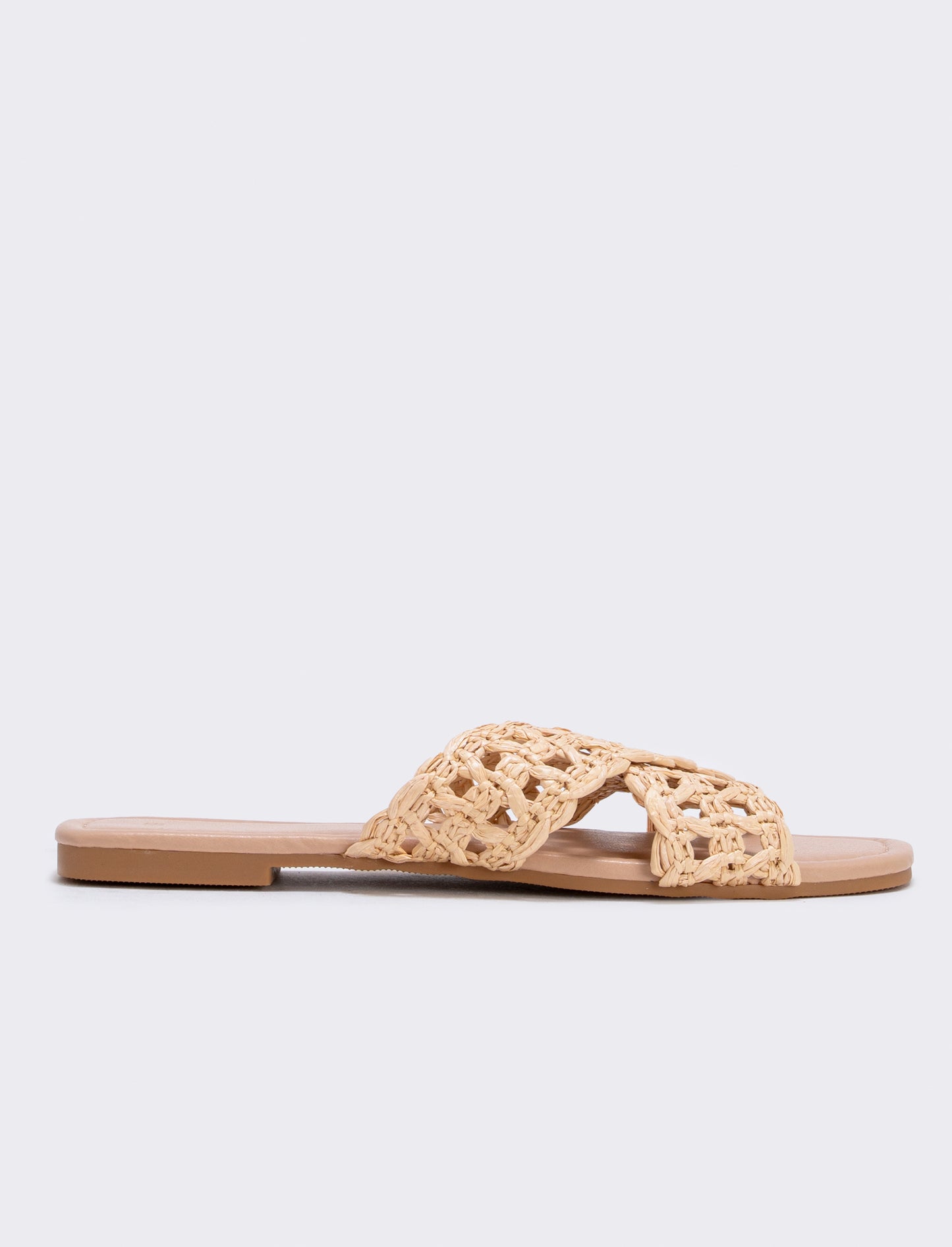 Mule incrociata effetto paglia da donna - Beige