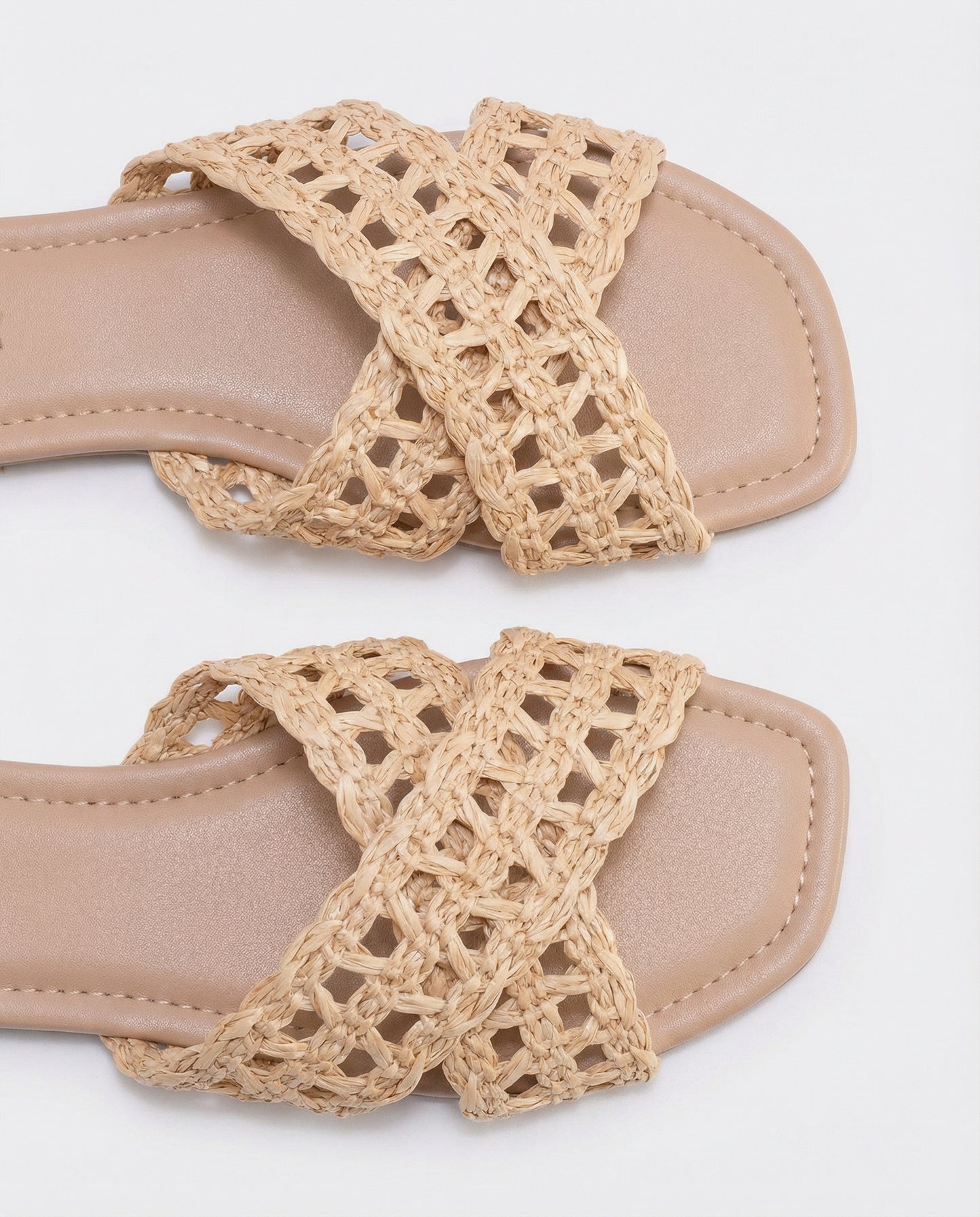 Beige straw effect mule - Beige