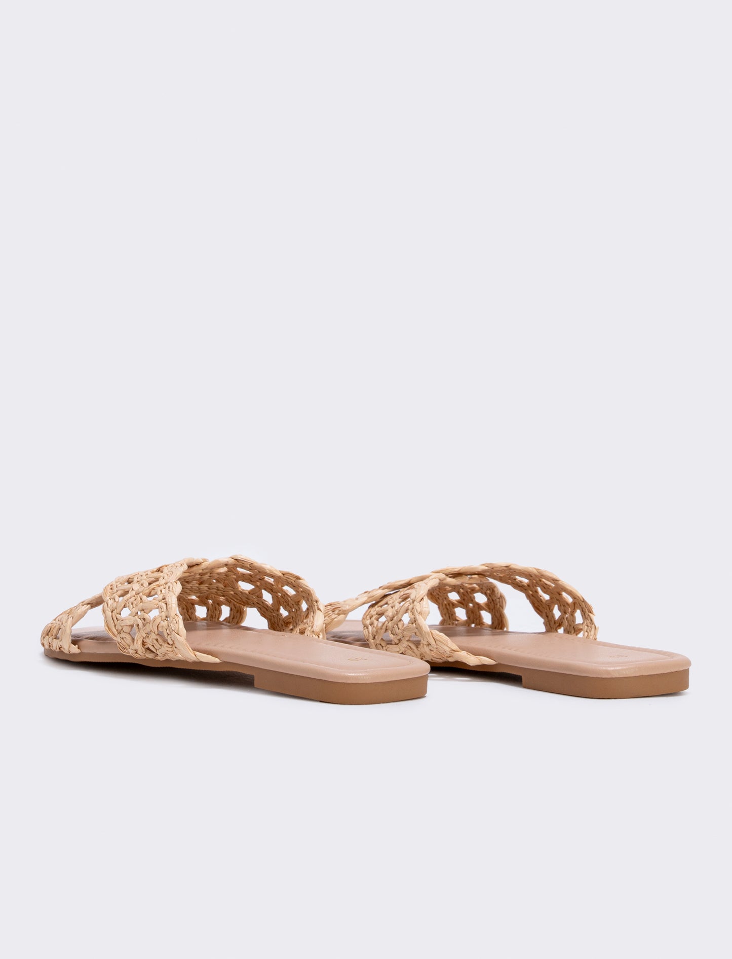 Mule incrociata effetto paglia da donna - Beige