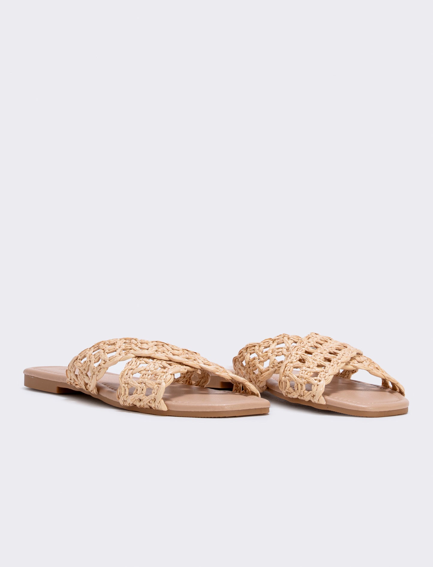 Mule incrociata effetto paglia da donna - Beige