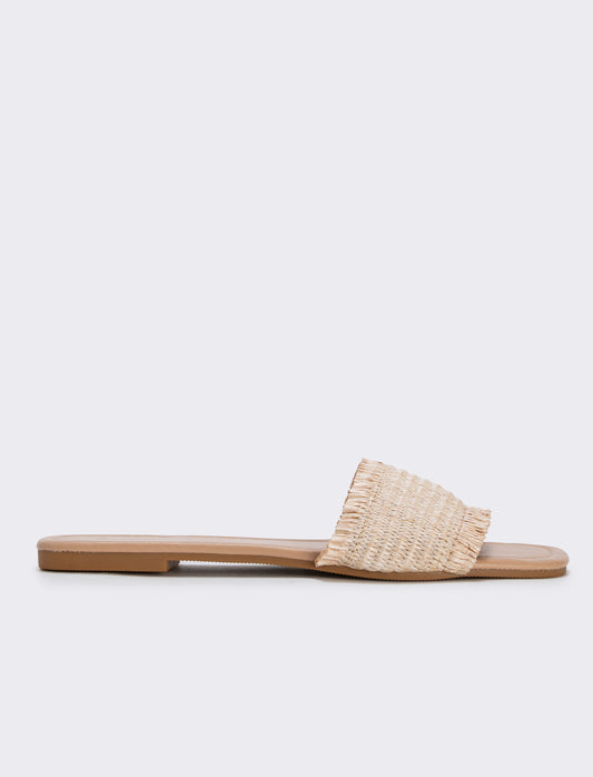 Mule da effetto paglia laminata - Beige