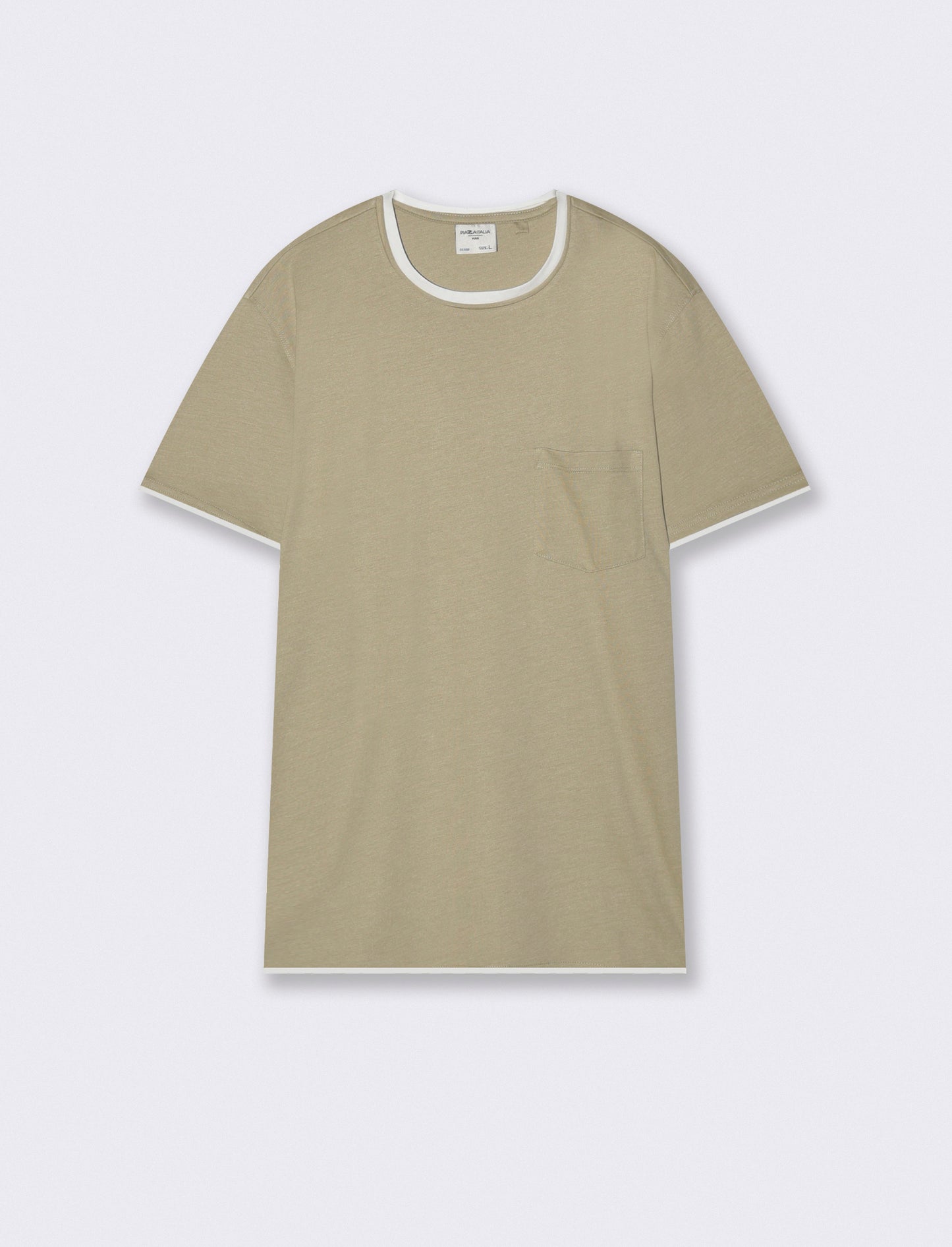 T-shirt melange con tasca e dettagli bianchi - Grigio stone