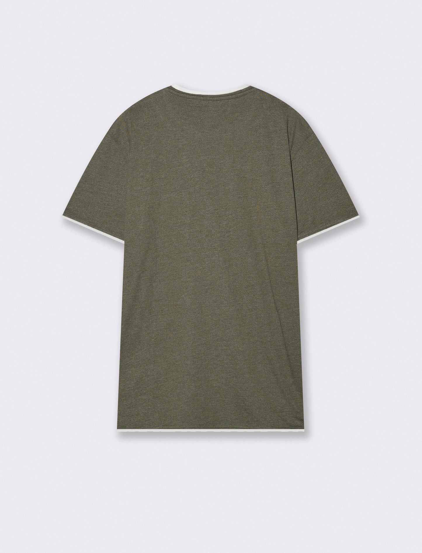 T-shirt melange con tasca e dettagli bianchi - Verde militare