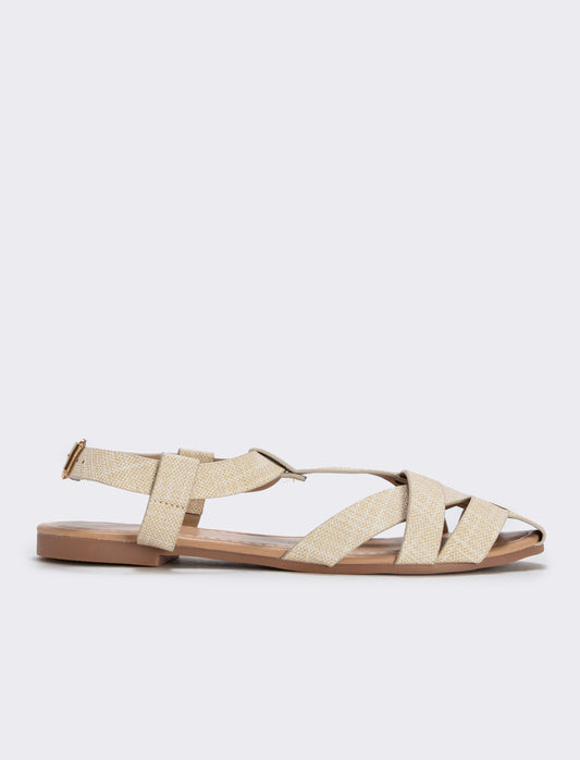 Sandalo incrociato in poliuretano - Beige