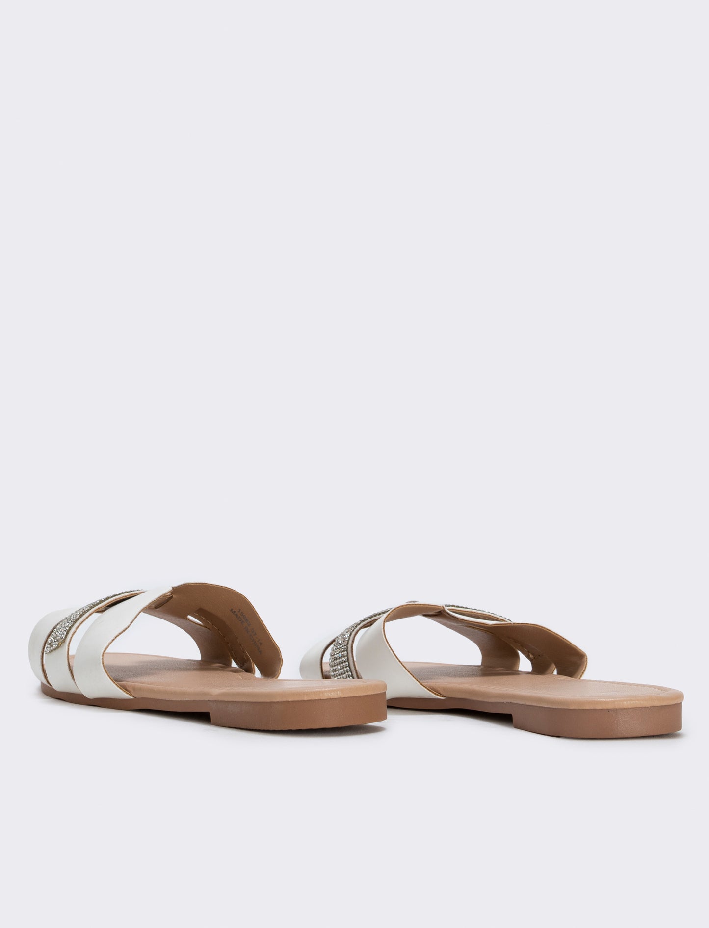Mule da in poliuretano con strass - Bianco