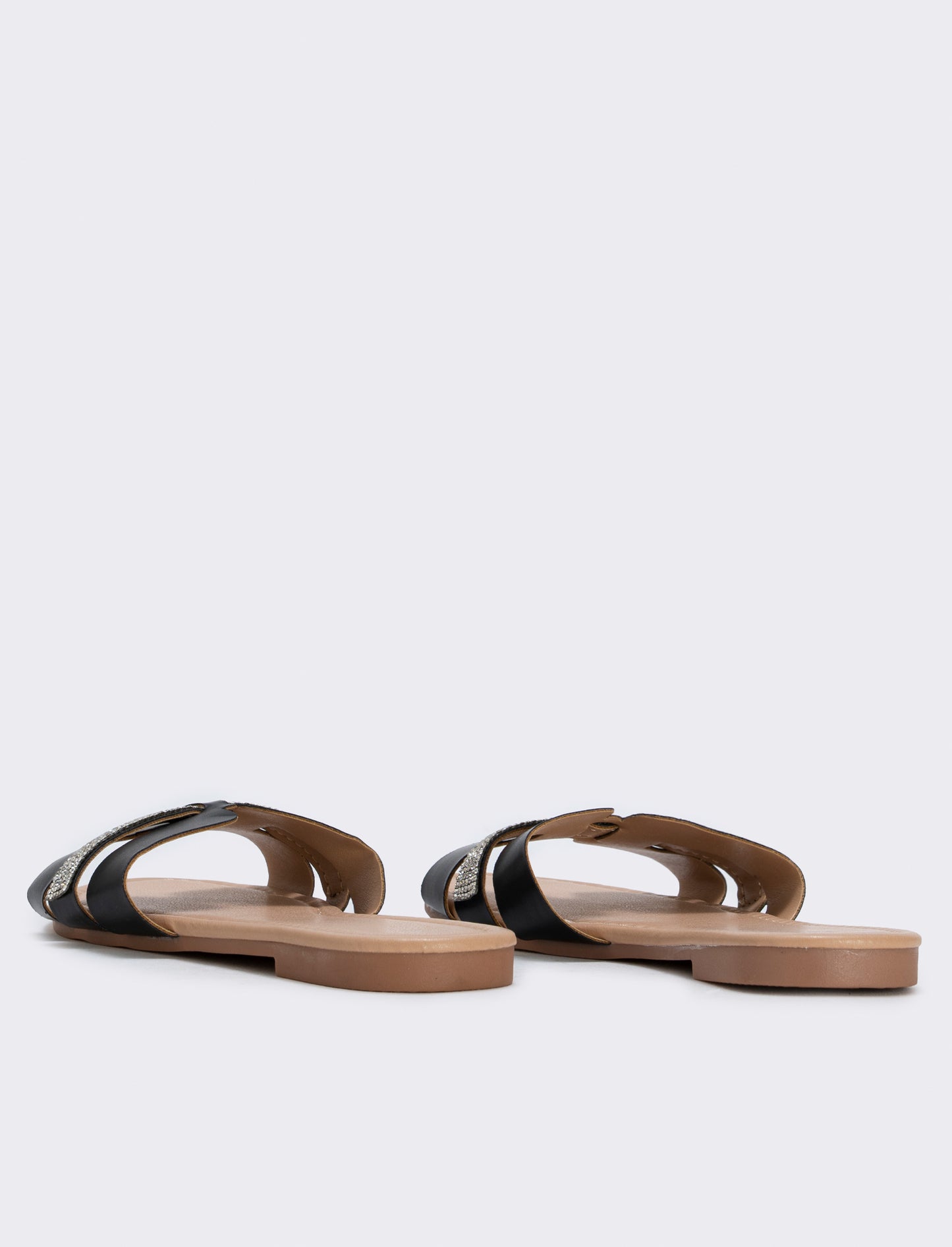Mule da in poliuretano con strass - Nero