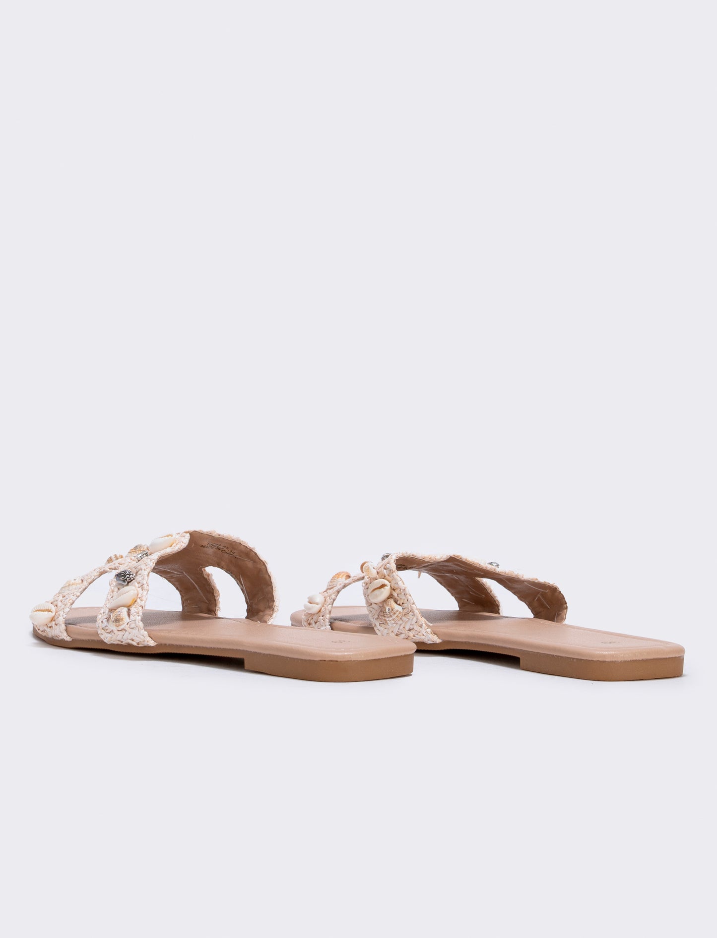 Mule con applicazioni di conchiglie da donna - Beige