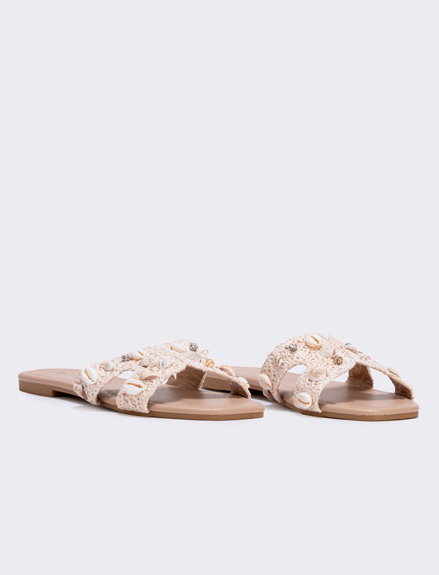 Mule con applicazioni di conchiglie da donna - Beige