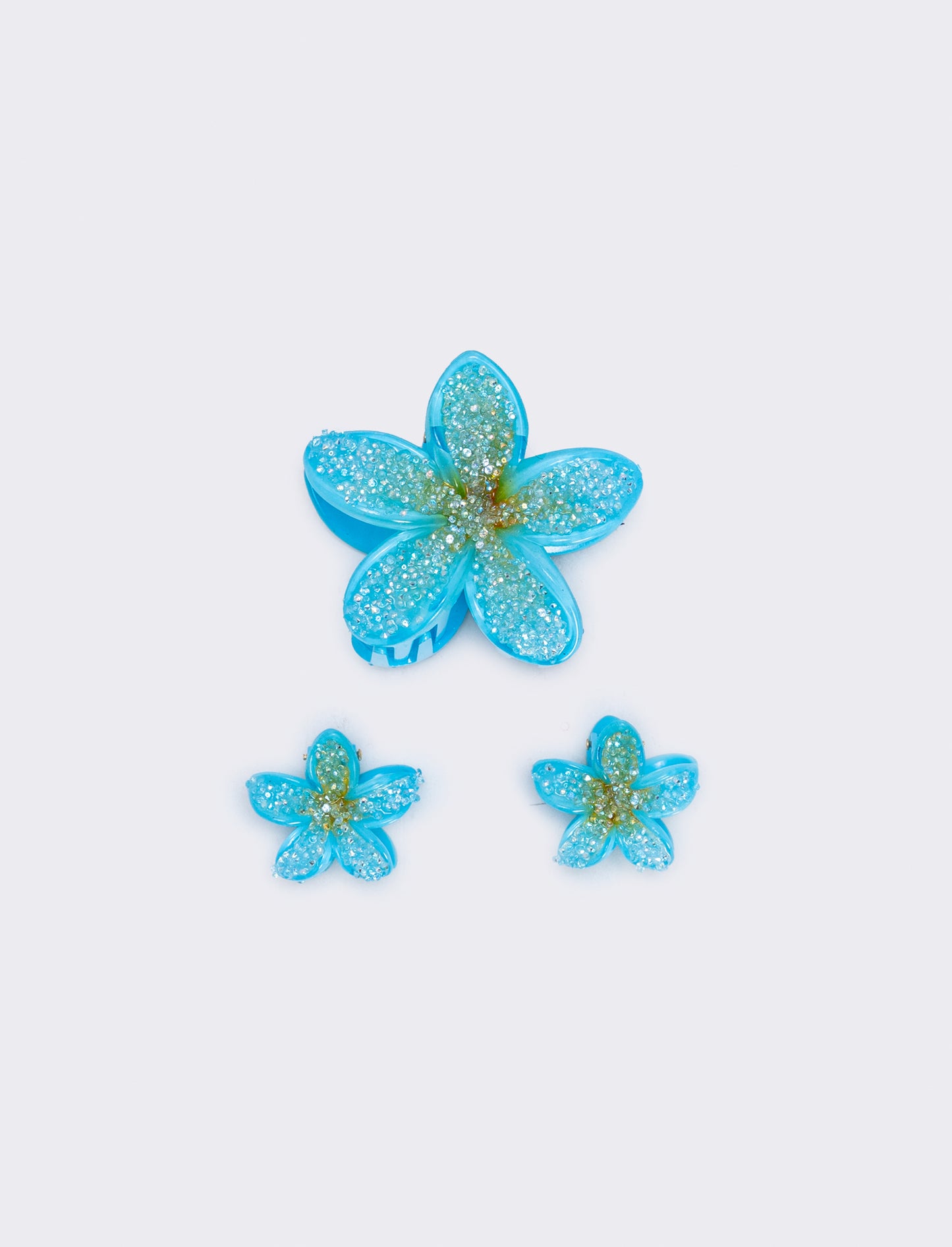 Set of 3 flower effect sugar tweezers - Sky blue
